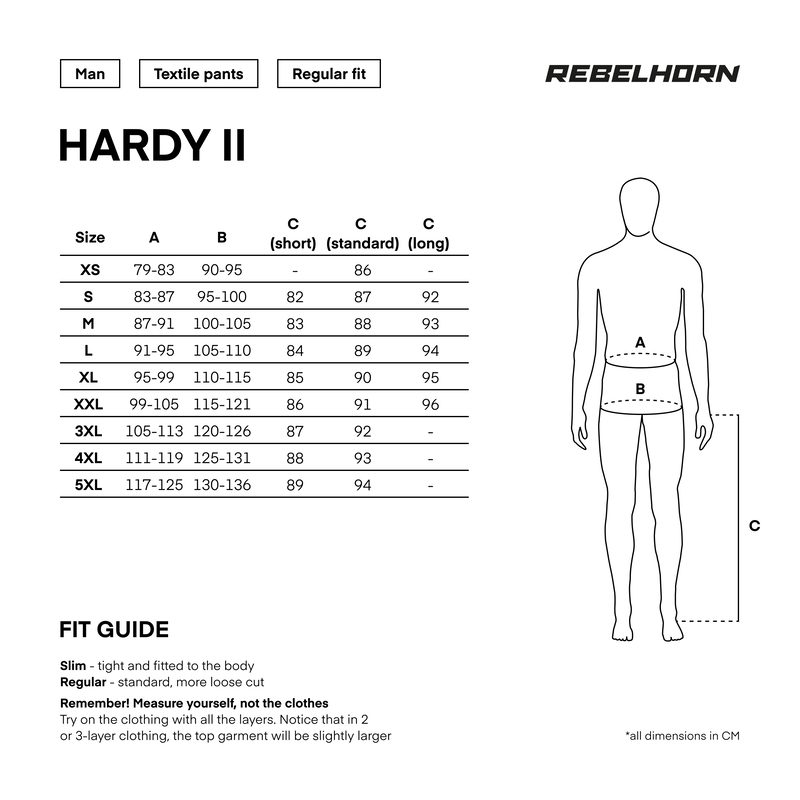 Мотоштаны текстильные Rebelhorn HardyII черный укороченная штанина