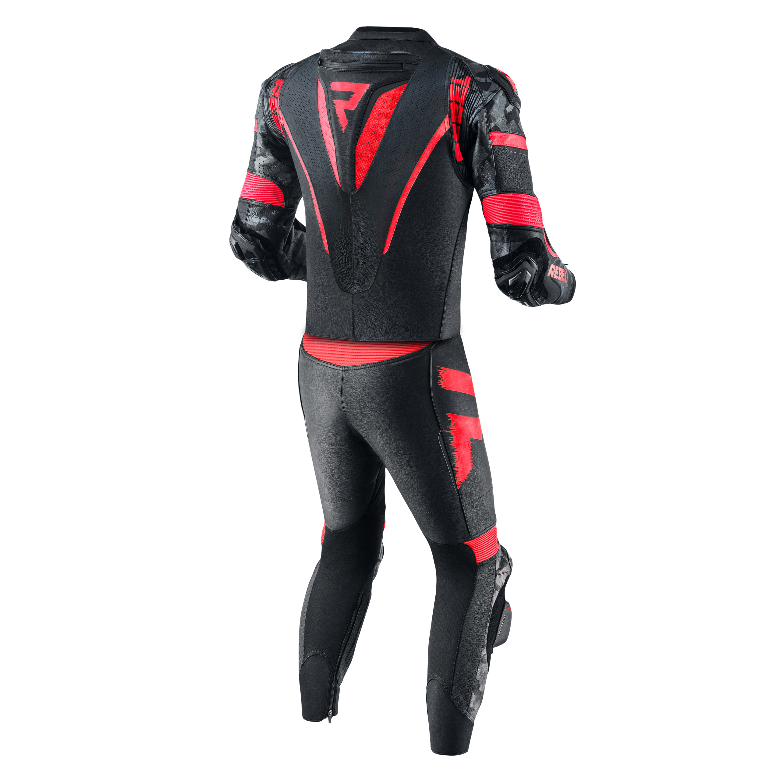 Мотокомбинезон кожаный Rebelhorn Rebel черный красный