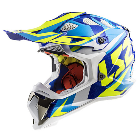 Мотошлем LS2 MX470 Subverter белый синий желтый - магазин Motostyles