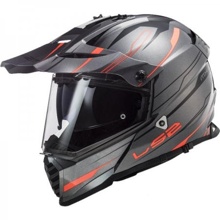 Мотошлем LS2 MX436 Pioneer Evo Knight титановый оранжевый - магазин Motostyles
