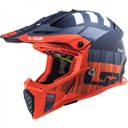 Мотошлем LS2 MX437 Fast Evo Xcode оранжевый синий - магазин Motostyles