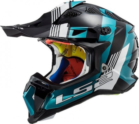 Мотошлем LS2 MX470 Subverter Max черный бирюзовый - магазин Motostyles