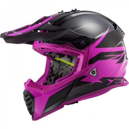 Мотошлем LS2 MX437 Fast Evo Roar черный пурпурный - магазин Motostyles