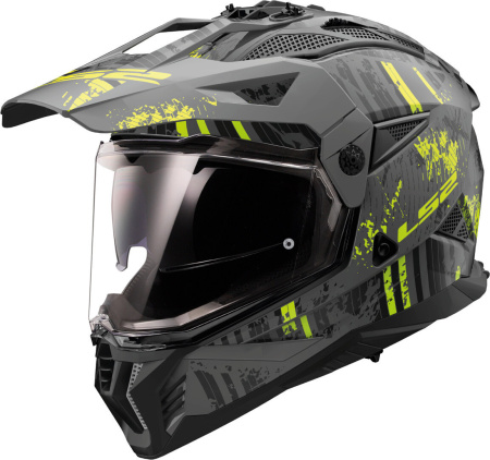 Мотошлем LS2 MX702 Pioneer II CRAZY черный флуо - магазин Motostyles