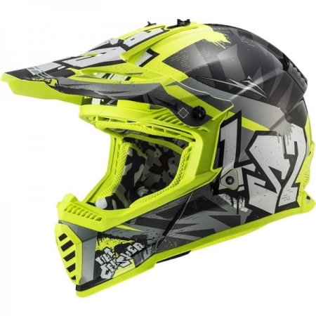Мотошлем LS2 MX437 Fast Evo Crusher черный желтый - магазин Motostyles