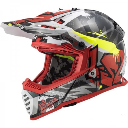 Мотошлем LS2 MX437 Fast Evo Crusher черный красный - магазин Motostyles