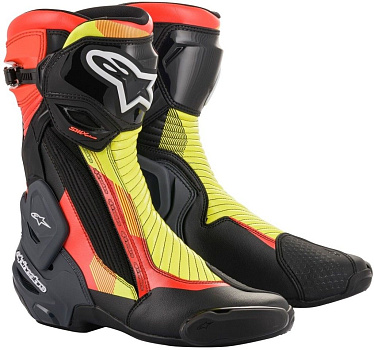 Мотоботы Alpinestars SMX-6 V2 черный/красный/флуо - магазин Motostyles