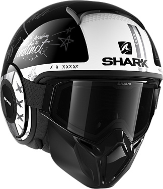Мотошлем Shark Street Drak Tribute черный/белый/серый - магазин Motostyles