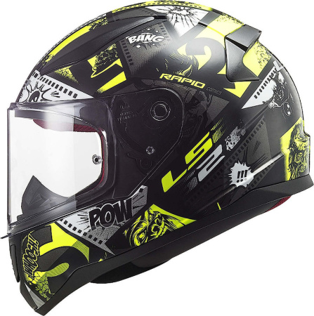 Мотошлем детский LS2 FF353 Rapid Mini Vignette чёрный жёлтый - магазин Motostyles